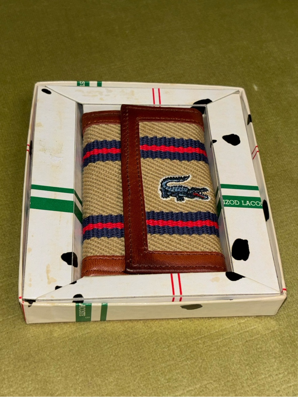 Vintage New Old Stock Wright Leather Canvas Card Holder Key Ring w/Clip